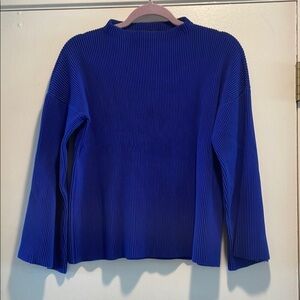 525 America Royal Blue Ottoman Ribbed Long Sleeve Wide Sleeve Sweater